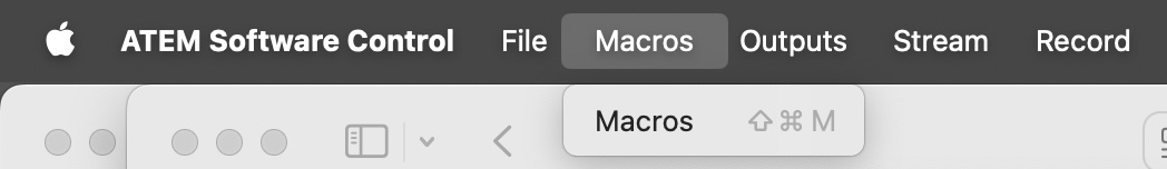 Macros menu of ATEM Software Control